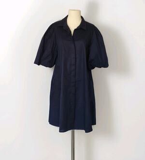 Civico 51 Italy shirt Cotton dress w/ voluminous sleeves Blue Sz Large
